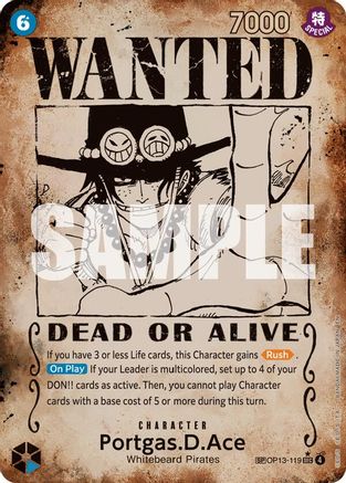 Portgas.D.Ace (119) (Wanted Poster) (OP13-119) - Carrying On His Will Foil - for just $217.82! 