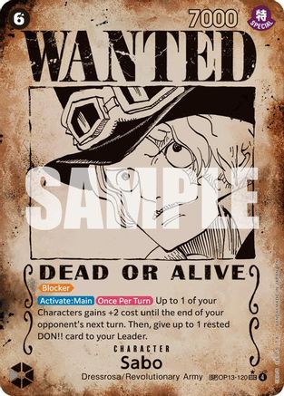 Sabo (120) (Wanted Poster) (OP13-120) - Carrying On His Will Foil - for just $66.05! 