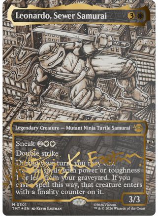Leonardo, Sewer Samurai (Borderless) (Gold-Stamped Signature) (TMT-301) - Teenage Mutant Ninja Turtles Foil - for just $907! 