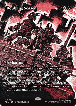 Doubling Season (Borderless) (PZA-011) - Teenage Mutant Ninja Turtles Eternal-Legal Foil - for just $9.96! 