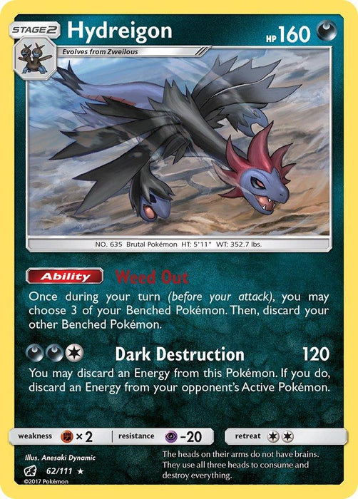 Hydreigon (62/111) (Cracked Ice Holo) (Theme Deck Exclusive) [Sun & Moon: Crimson Invasion] - for just $0.80! 