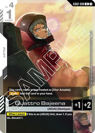 Quattro Bajeena (Store Tournament Participant Pack 02) (GD02-098) - Gundam Promotional Cards Holofoil - for just $0! 