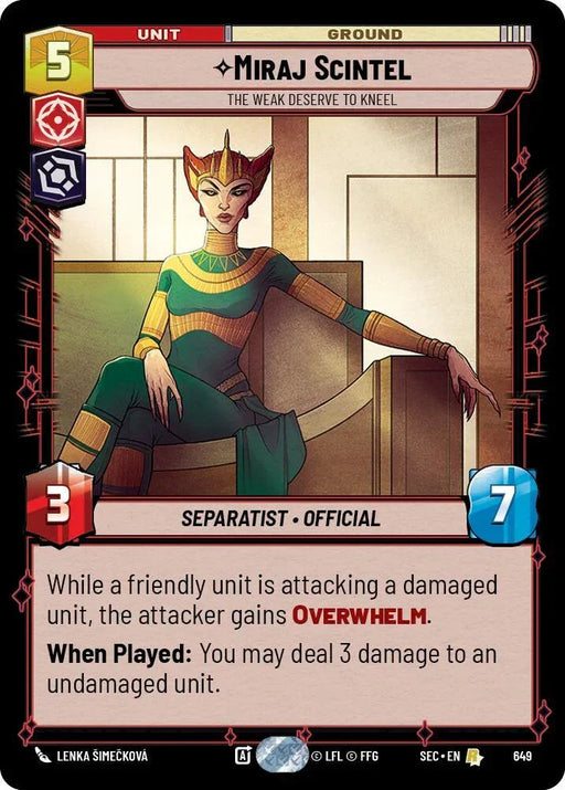 Miraj Scintel - The Weak Deserve to Kneel (Foil) (649) (649) [Secrets of Power] - for just $0.15! 
