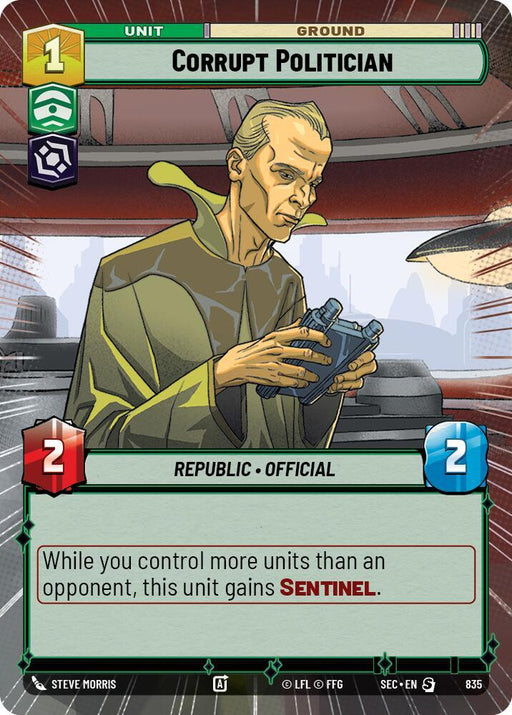 Corrupt Politician (835) (Hyperspace Foil) (835) [Secrets of Power] - for just $0.45! 