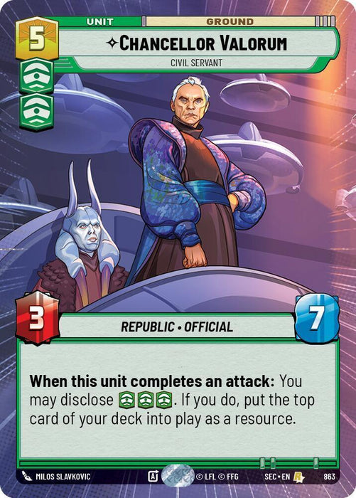 Chancellor Valorum - Civil Servant (Hyperspace Foil) (863) (863) [Secrets of Power] - for just $0.50! 