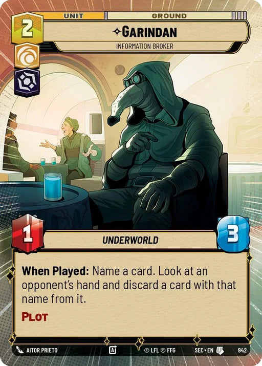 Garindan - Information Broker (Hyperspace Foil) (942) (942) [Secrets of Power] - for just $0.30! 