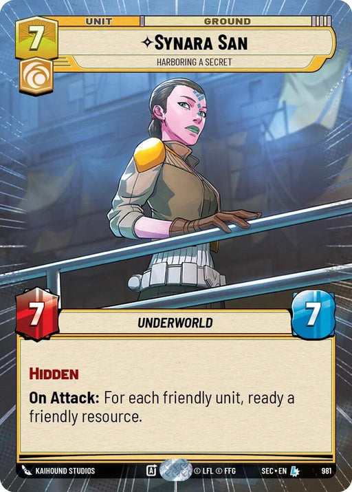 Synara San - Harboring a Secret (Hyperspace Foil) (981) (981) [Secrets of Power] - for just $0.50! 