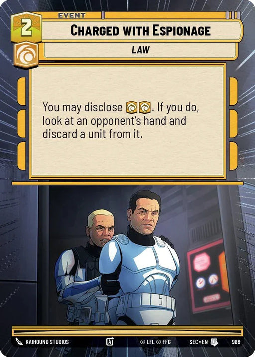 Charged with Espionage (986) (Hyperspace Foil) (986) [Secrets of Power] - for just $0.15! 
