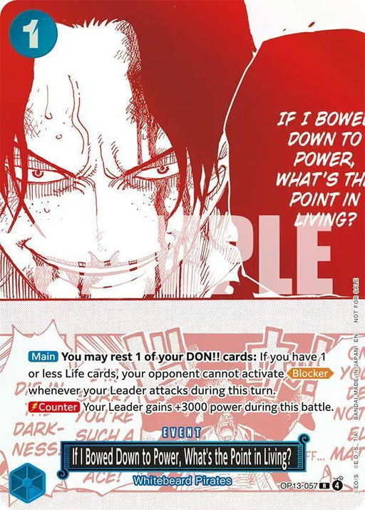 If I Bowed Down to Power, What's the Point in Living? (3rd Anniversary Treasure Campaign Pack) [One Piece Promotion Cards] - for just $0.80! 