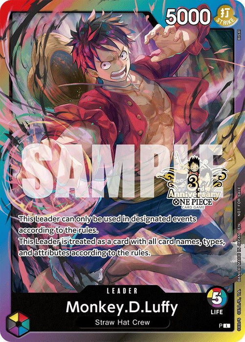 Monkey.D.Luffy (3rd Anniversary Tournament 3 Brothers Pack) [Carrying On His Will: 3rd Anniversary Tournament Cards] - for just $2.30! 