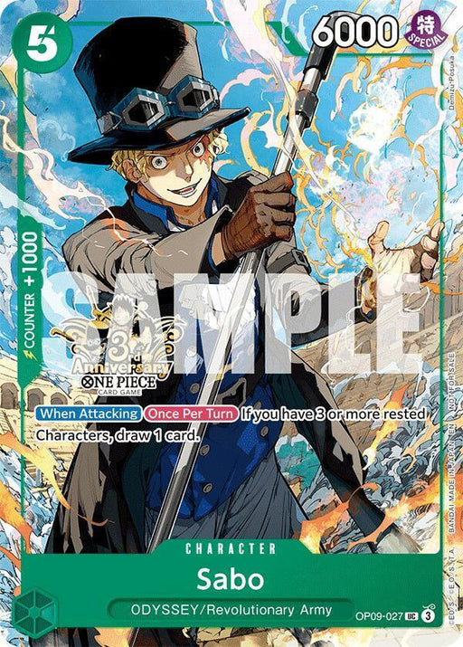 Sabo (OP09-027) (3rd Anniversary Tournament 3 Brothers Pack [Carrying On His Will: 3rd Anniversary Tournament Cards] - for just $1.10! 