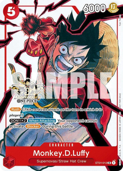 Monkey.D.Luffy (ST01-012) (3rd Anniversary Tournament 3 Brothers Pack) [Carrying On His Will: 3rd Anniversary Tournament Cards] - for just $13.25! 