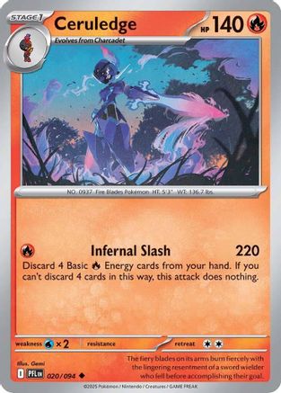 Ceruledge 020 - ME02 Phantasmal Flames Reverse Holofoil - for just $0.13! 