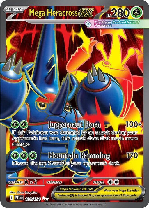 Mega Heracross ex (108/094) [Mega Evolution: Phantasmal Flames] - for just $1! 