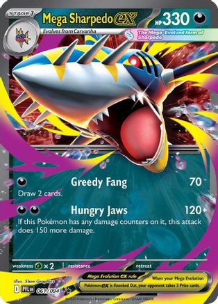 Mega Sharpedo ex 061/094 - ME02 Phantasmal Flames Holofoil - for just $0.33! 