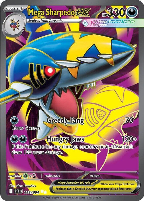 Mega Sharpedo ex (113/094) [Mega Evolution: Phantasmal Flames] - for just $0.95! 