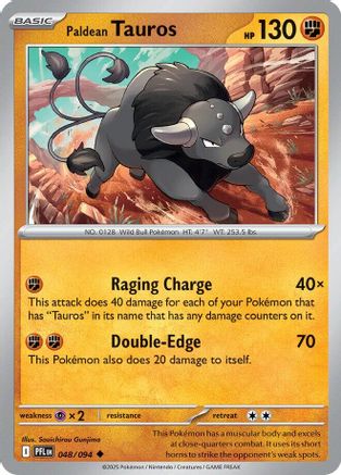 Paldean Tauros 048 - ME02 Phantasmal Flames Reverse Holofoil - for just $0.10! 