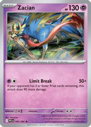 Zacian 045/094 - ME02 Phantasmal Flames Holofoil - for just $0.05! 