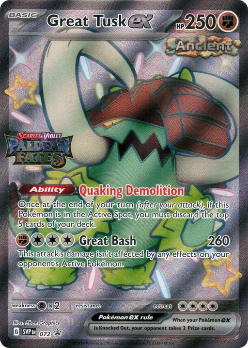 Great Tusk ex (072) (Paldean Fates Stamped) [Scarlet & Violet: Paldean Fates] - for just $0.35! 