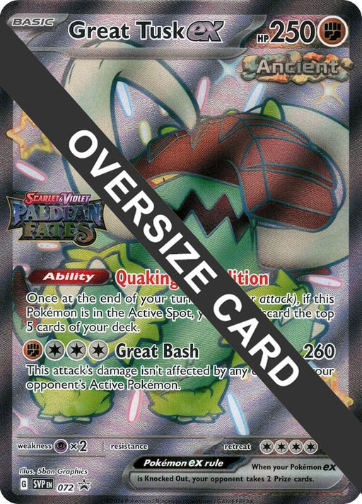 Great Tusk ex (072) (Paldean Fates Stamped Jumbo Card) [Scarlet & Violet: Paldean Fates] - for just $0.75! 