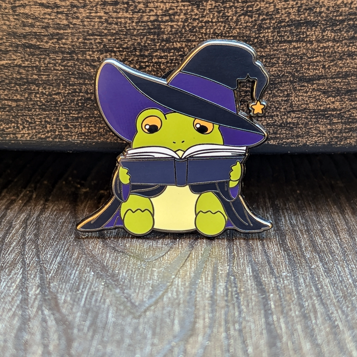 Wizard Frog Reading Book Hard Enamel Pin - 1.5" - for just $9.50! 