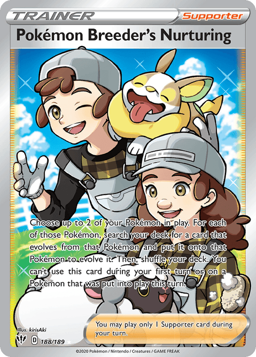 Pokemon Breeder's Nurturing (188/189) [Sword & Shield: Darkness Ablaze] - for just $0.95! 