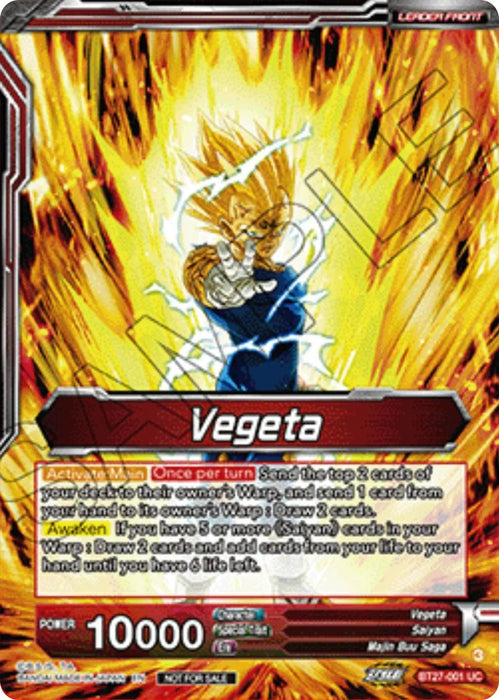 Vegeta // SSB Vegeta, Saiyan Pride (Championship 2025 Finals Alternate Art Leader Card) (BT27-001) [Tournament Promotion Cards] - for just $280! 