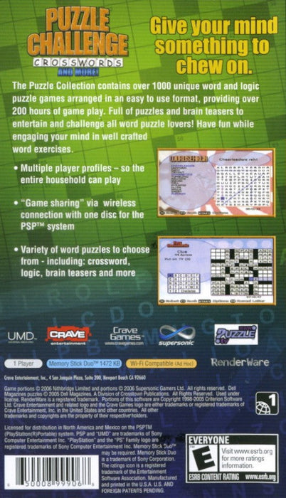 Puzzle Challenge: Crosswords and More – PlayStation Portable (PSP) - for just $4.99! 