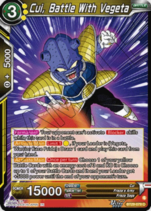 Cui, Battle With Vegeta (BT29-079) [Fearsome Rivals] - for just $0.10! 