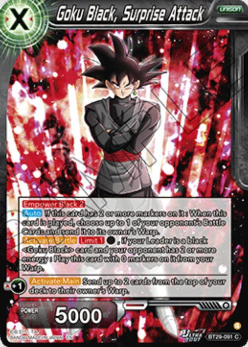Goku Black, Surprise Attack (BT29-091) [Fearsome Rivals] - for just $0.10! 