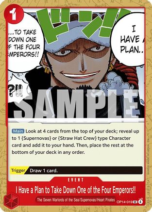 I Have a Plan to Take Down One of the Four Emperors!! (OP14-019) - The Azure Sea's Seven - for just $0.08! 