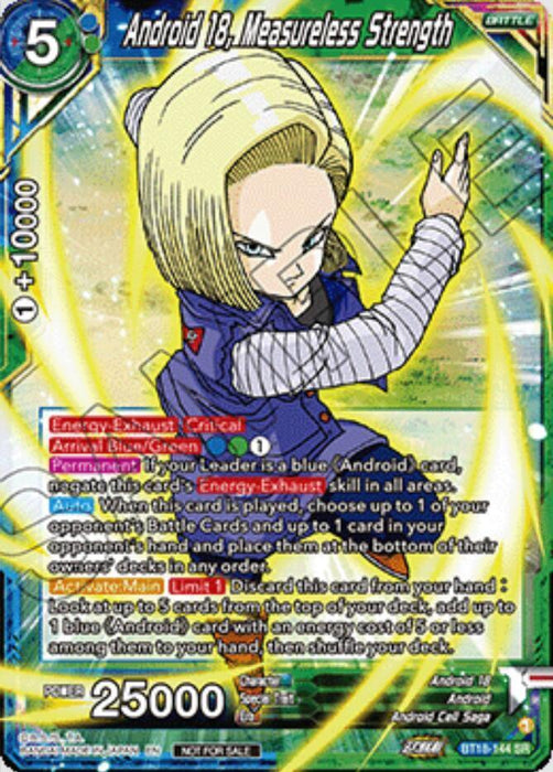 Android 18, Measureless Strength (Ultra-Bout Series Tournament Pack Vol.1) (BT18-144) [Tournament Promotion Cards] - for just $0.20! 