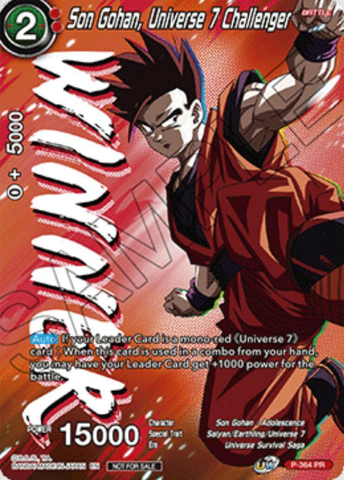Son Gohan, Universe 7 Challenger (Ultra-Bout Series Tournament Pack Vol.1) (Winner) (P-364) [Tournament Promotion Cards] - for just $4.80! 