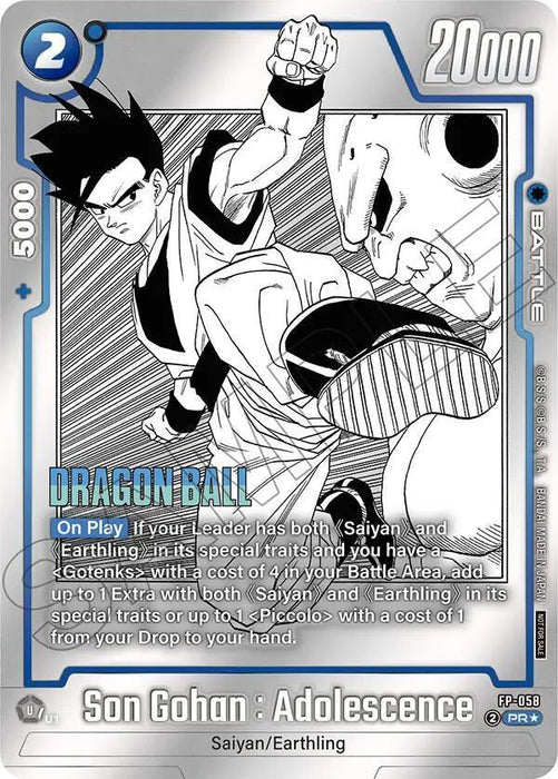 Son Gohan : Adolescence (FP-058) (Tournament Pack MANGA ver. SPECIAL) [Fusion World Tournament Cards] - for just $44.95! 