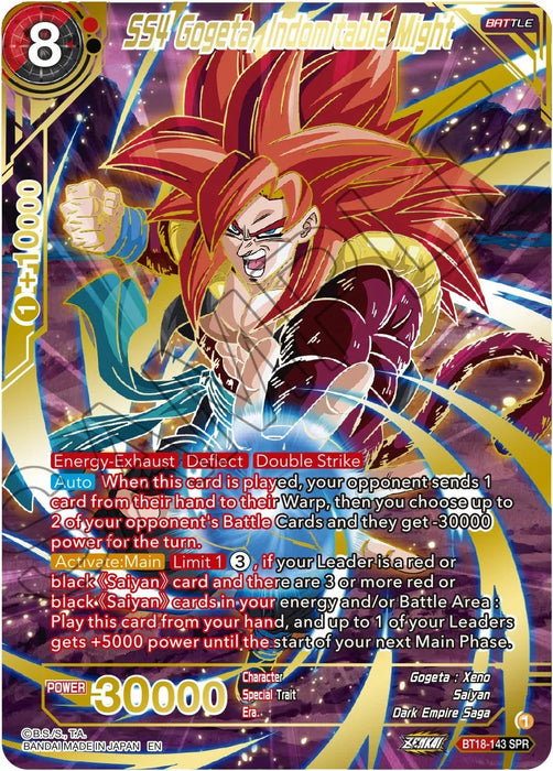 SS4 Gogeta, Indomitable Might (SPR) (BT18-143) [Dawn of the Z-Legends] - for just $5.15! 