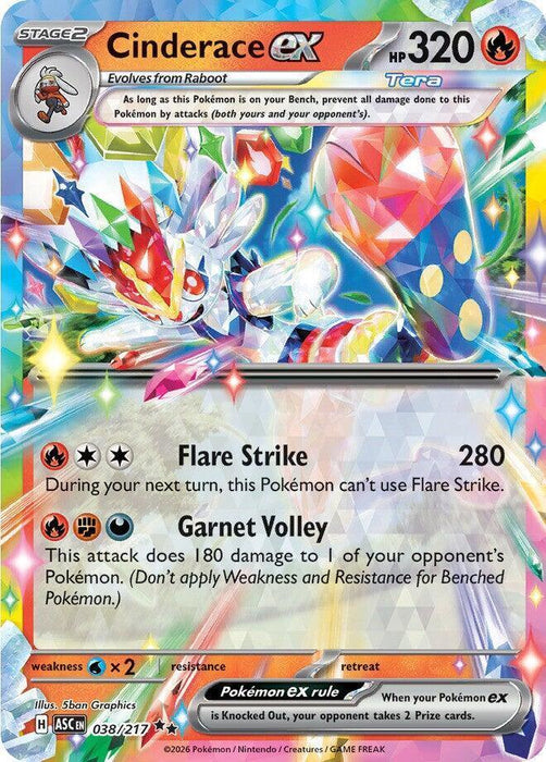 Cinderace ex (038/217) [Mega Evolution: Ascended Heroes] - for just $0.30! 