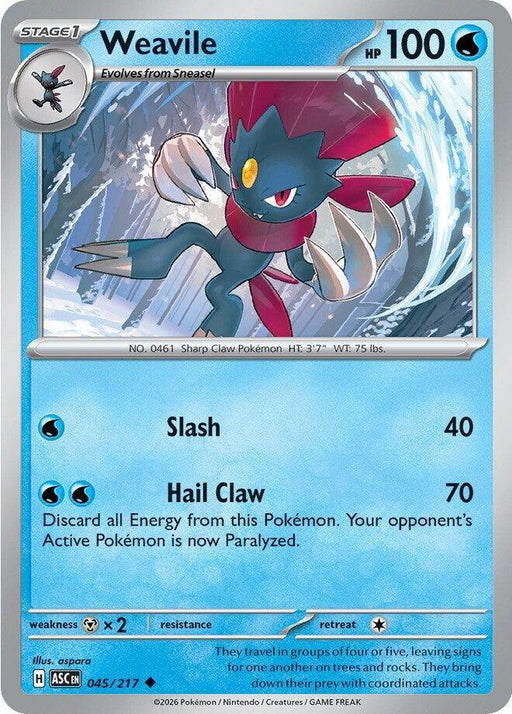 Weavile (045/217) [Mega Evolution: Ascended Heroes] - for just $0.10! 