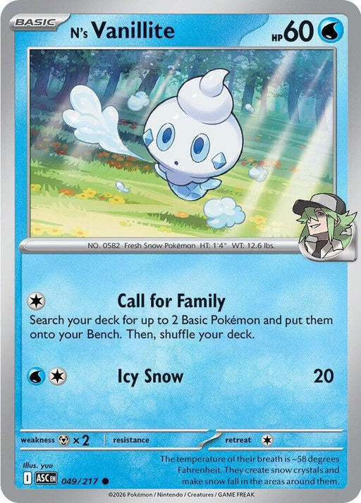 N's Vanillite (049/217) [Mega Evolution: Ascended Heroes] - for just $0.10! 