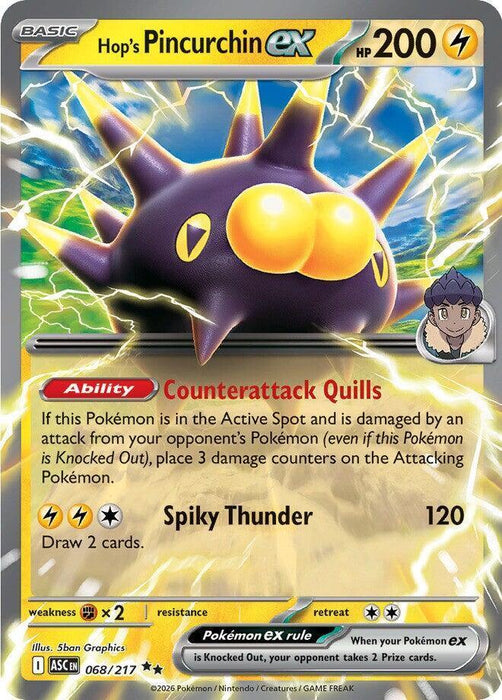 Hop's Pincurchin ex (068/217) [Mega Evolution: Ascended Heroes] - for just $0.25! 