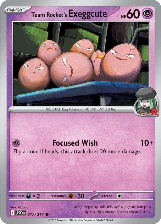 Team Rocket's exeggcute (077/217) [Mega Evolution: Ascended Heroes] - for just $0.10! 