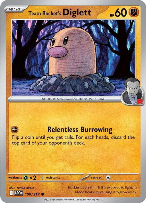 Team Rocket's Diglett (100/217) [Mega Evolution: Ascended Heroes] - for just $0.10! 