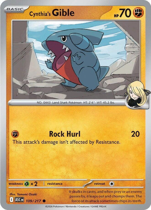Cynthia's Gible (109/217) [Mega Evolution: Ascended Heroes] - for just $0.10! 