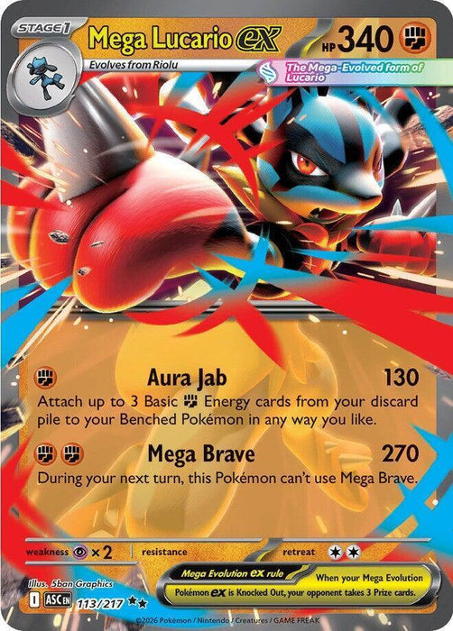 Mega Lucario ex (113/217) [Mega Evolution: Ascended Heroes] - for just $0.45! 