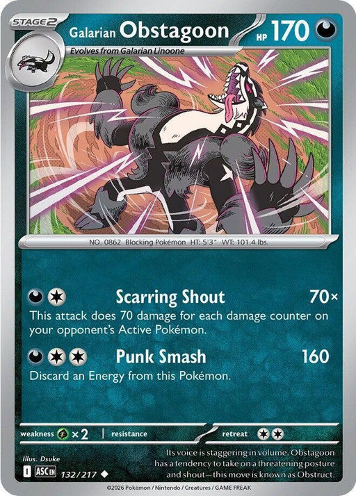 Galarian Obstagoon (132/217) [Mega Evolution: Ascended Heroes] - for just $0.10! 