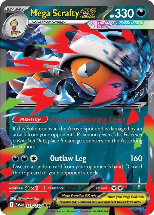 Mega Scrafty ex (135/217) [Mega Evolution: Ascended Heroes] - for just $0.40! 