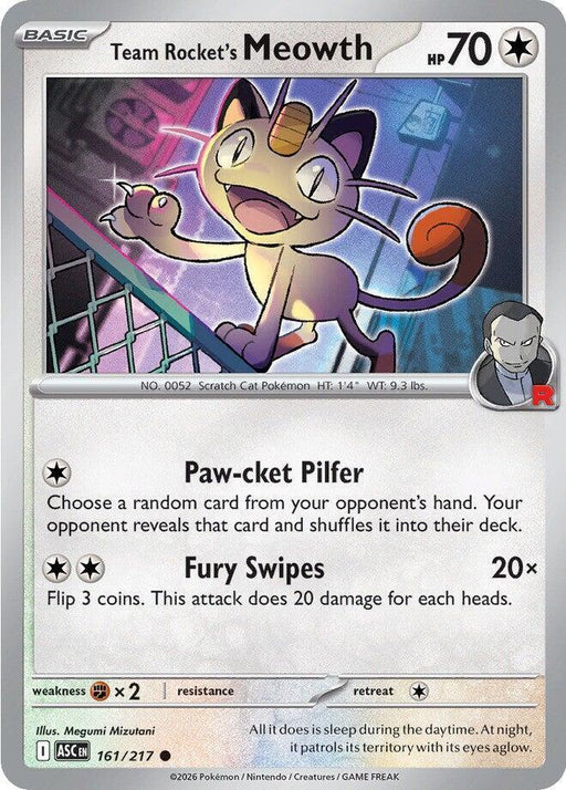 Team Rocket's Meowth (161/217) [Mega Evolution: Ascended Heroes] - for just $0.10! 