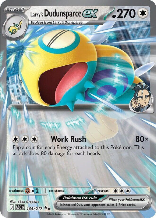 Larry's Dudunsparce ex (164/217) [Mega Evolution: Ascended Heroes] - for just $0.30! 
