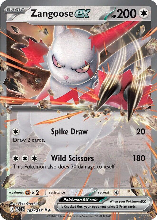 Zangoose ex (167/217) [Mega Evolution: Ascended Heroes] - for just $0.30! 