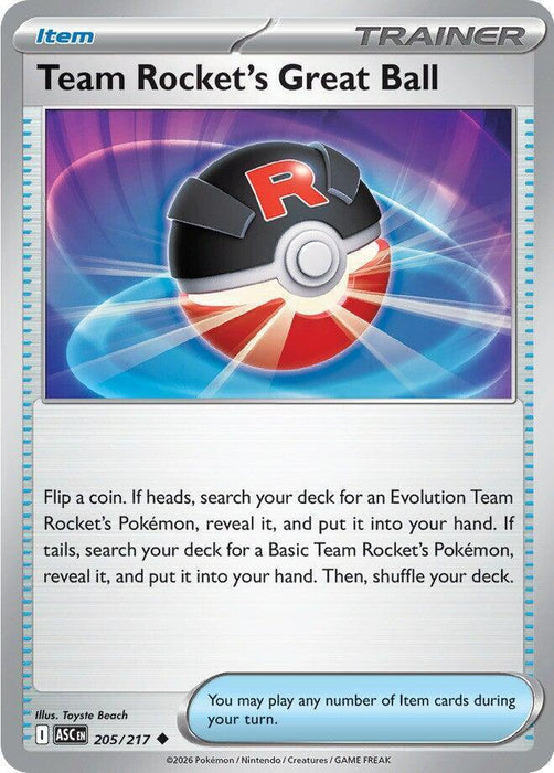 Team Rocket's Great Ball (205/217) [Mega Evolution: Ascended Heroes] - for just $0.10! 