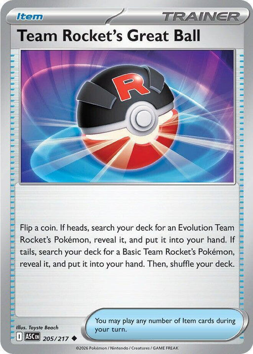 Team Rocket's Great Ball (205/217) [Mega Evolution: Ascended Heroes] - for just $0.10! 